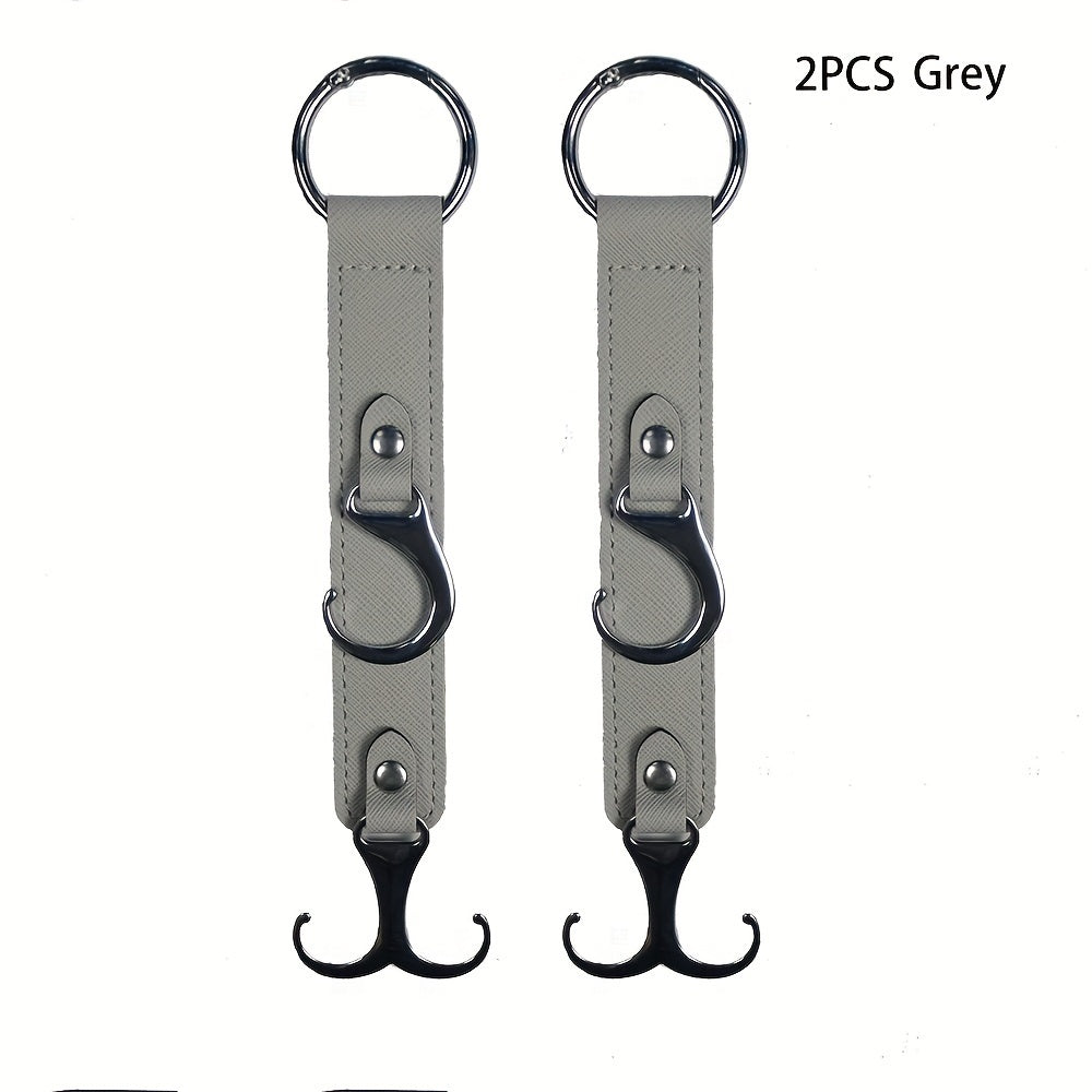 2PCS PU Leather Car Seat Hooks Auto Interior Organizer Hangers for Bags and Coats