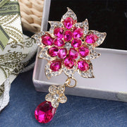 Luxury Rhinestone Tassel Flower Brooch Pin for Clothing and Parties