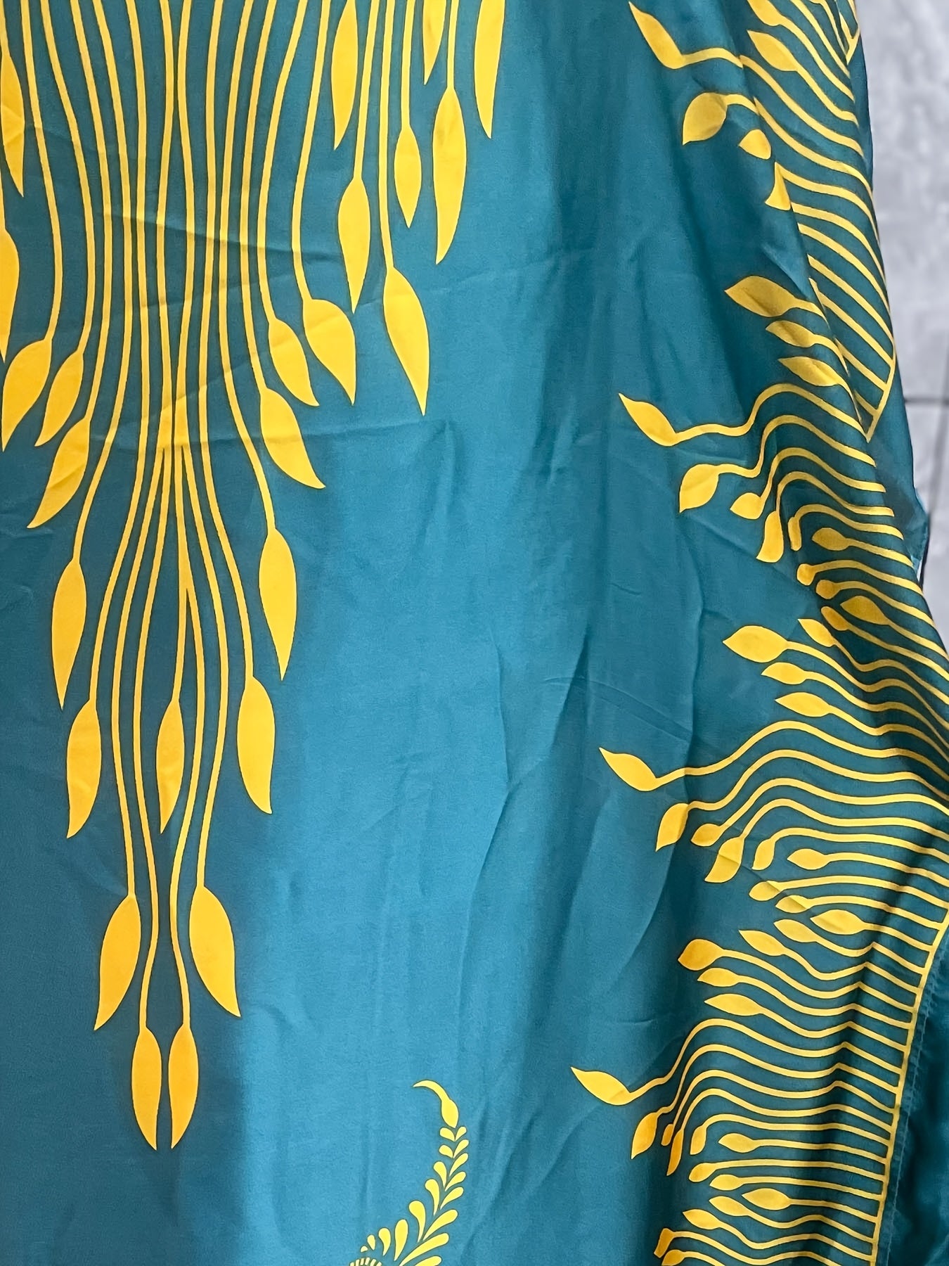 Plus Size Turkish Kafatan Robe With Scarf Geometric Polyester Bat Sleeve