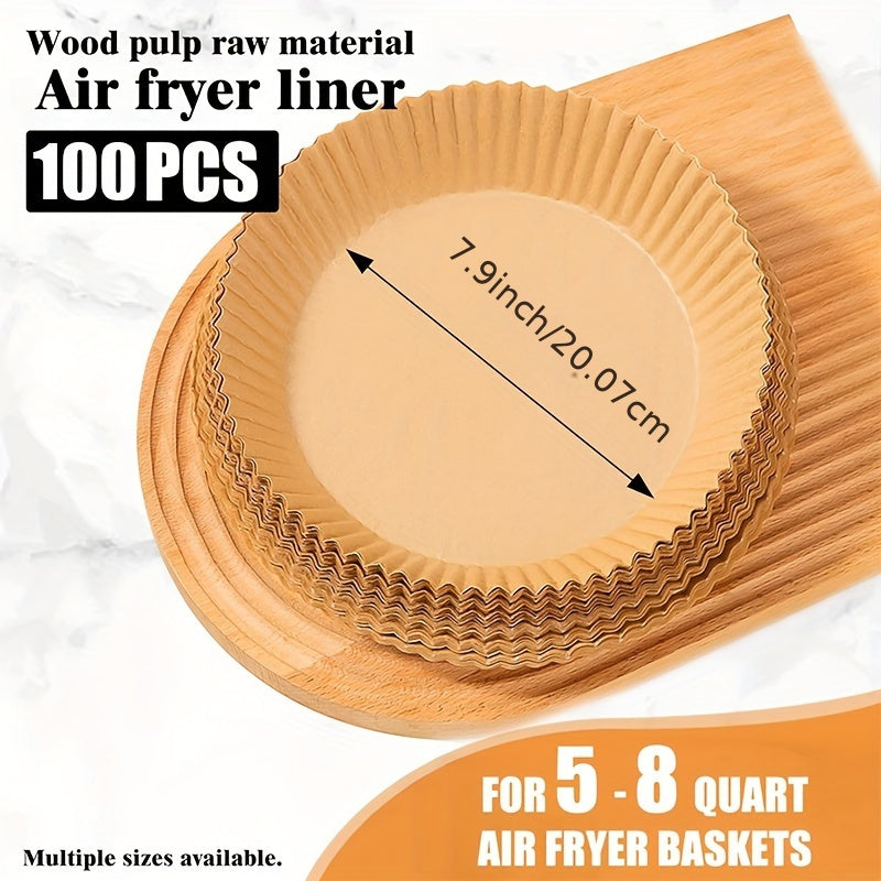 100 Pieces Non-Stick Parchment Paper Liners for Air Fryers Microwave Oven Baking