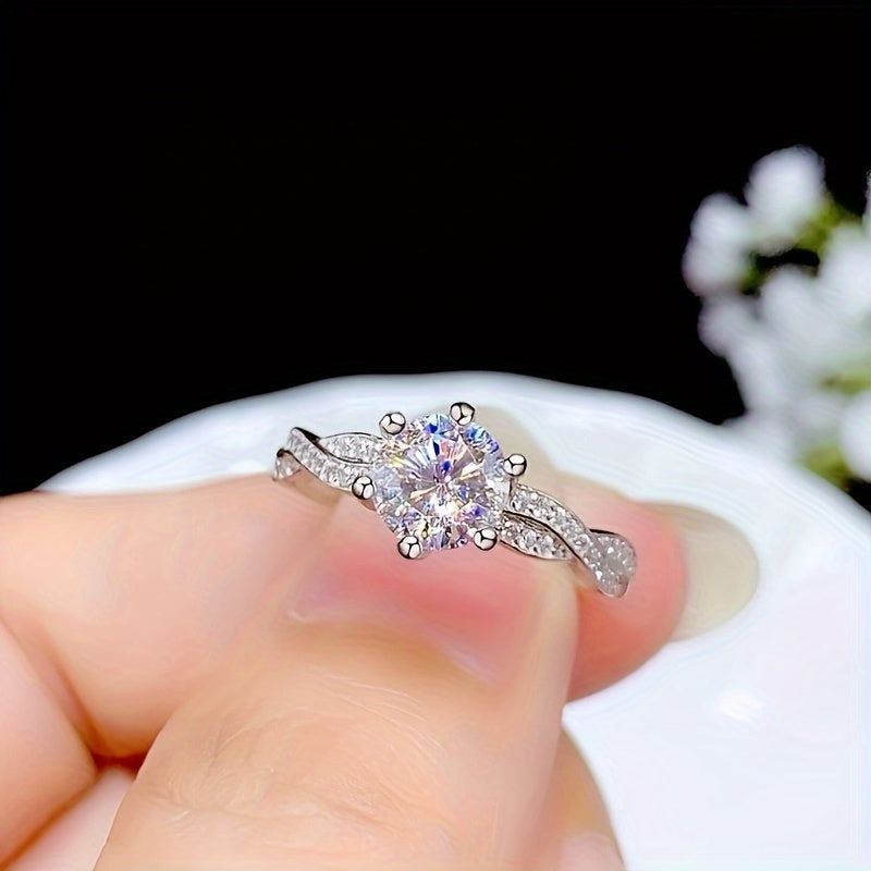 3.1g Moda S925 Toza Kumush Ikki Qavatli Olti Qisqichli Dumaloq O'rnashgan Xoch Geometrik Juftlik To'y Halqasi Ayollar Uchun