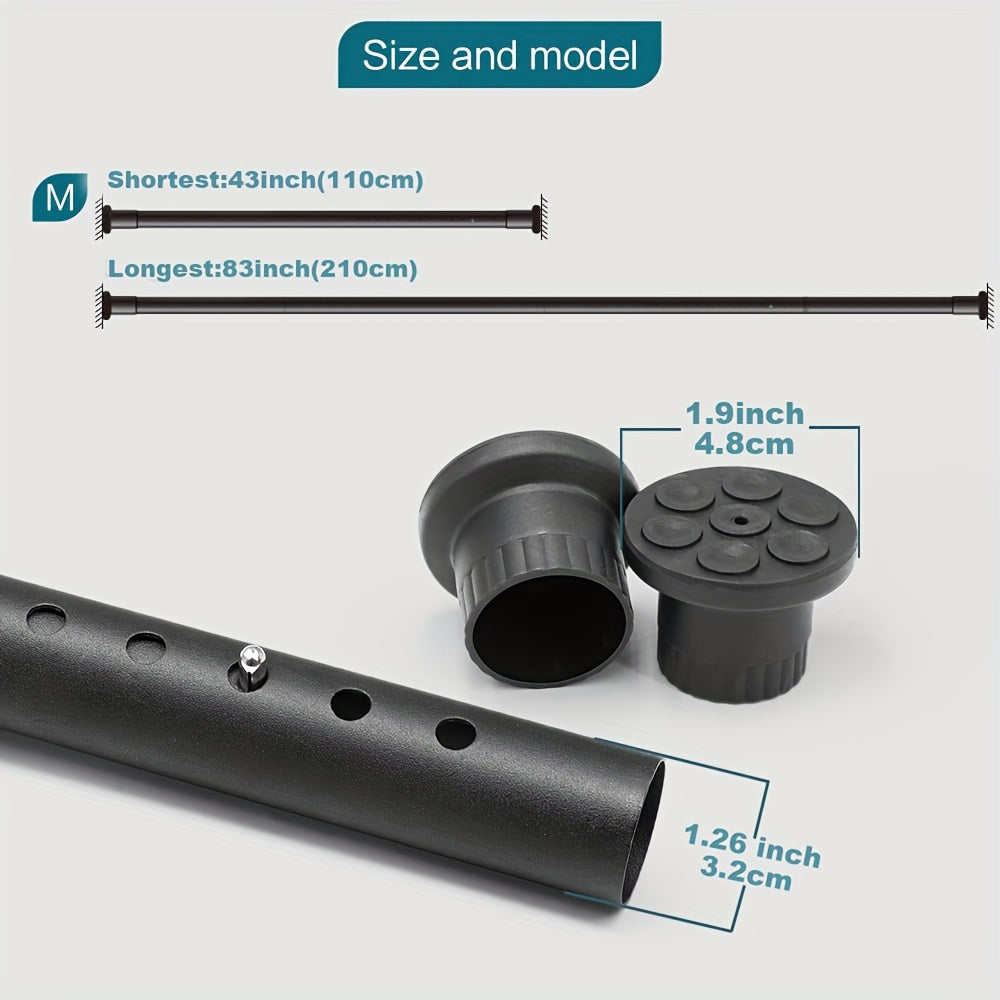 Adjustable Bathroom Partition Spring Rod Black White Brown No Drill Room Divider Shower Curtain