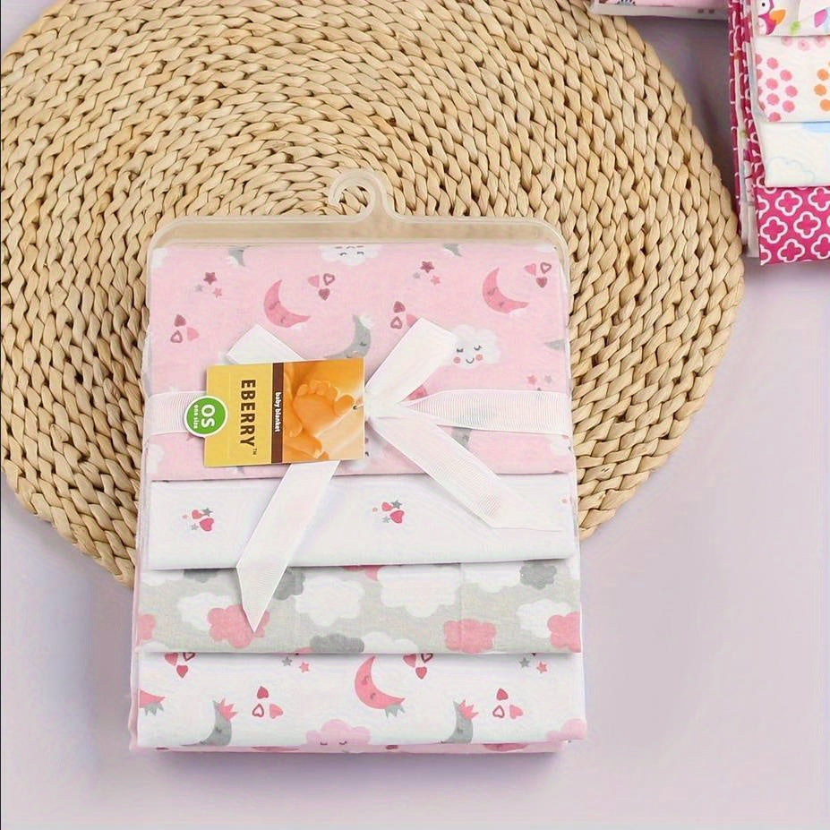 Baby Cotton Blankets Set of 4 for Newborns and Infants Soft Cartoon Prints Gift for Baby Shower Christmas Thanksgiving Valentine