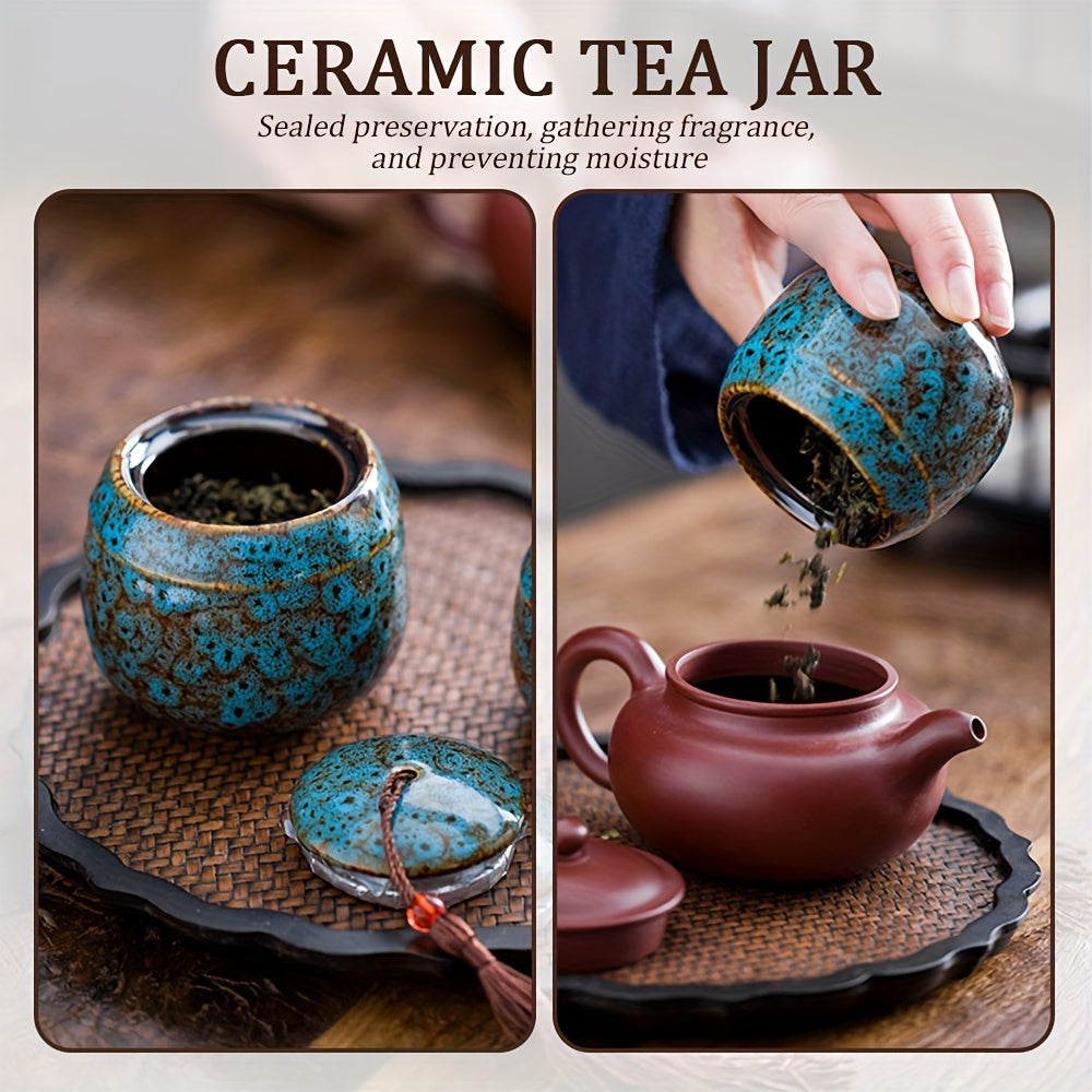 Keramika Mini choy bankasi 70ml portativ oziq-ovqat uchun xavfsiz konteyner, shirinliklar, qahva kukuni uchun