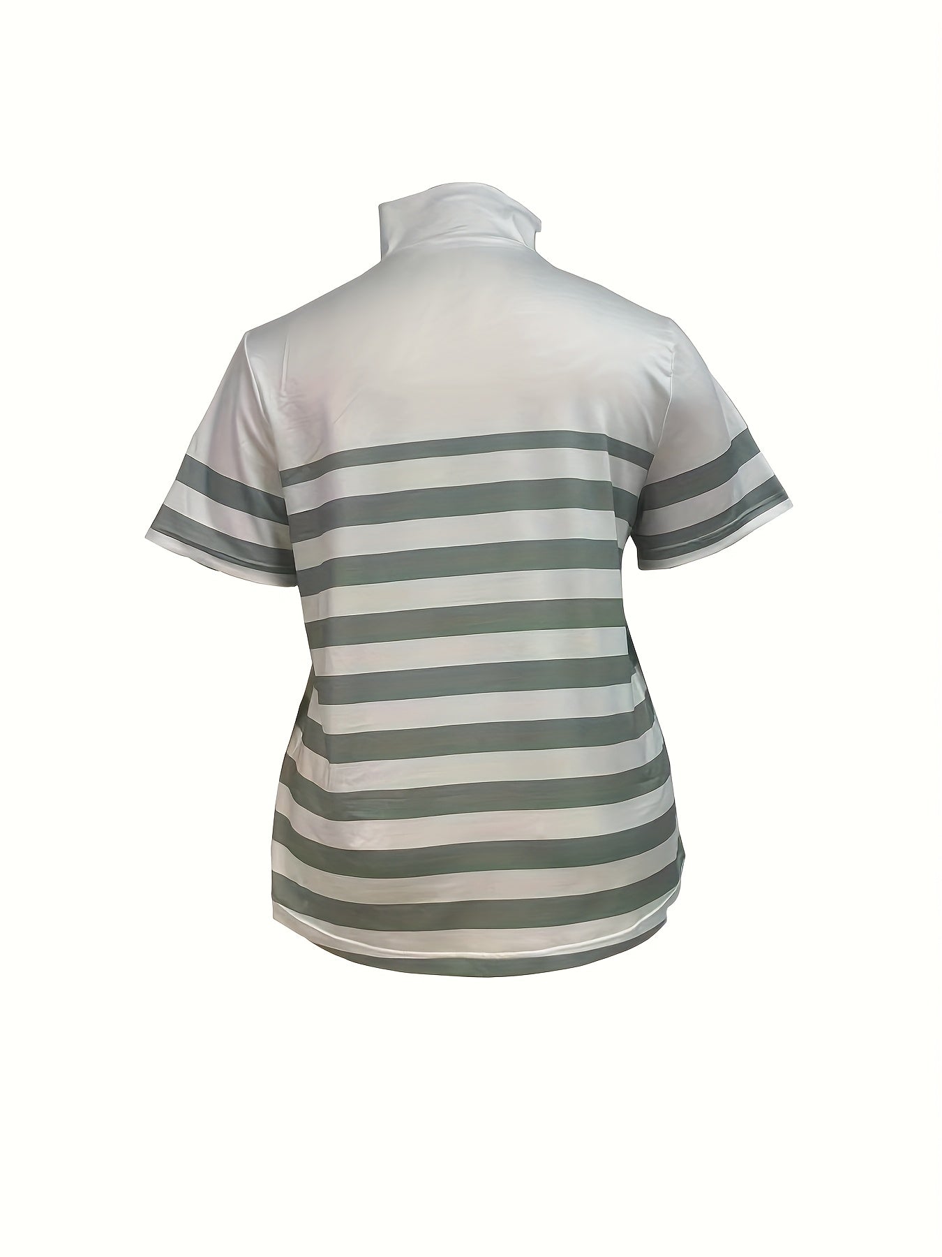 Women's Polyester Striped Casual T-Shirt Short Sleeve Summer Top