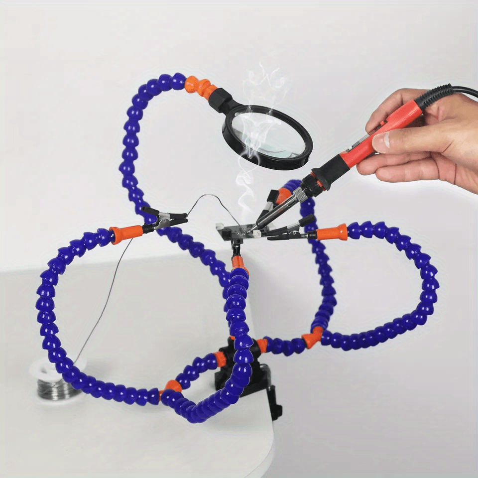 Soldering Station Tool with Magnifier and Flexible Arms for PCB Repair