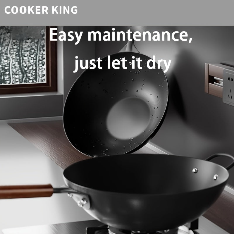 COOKER KING Ultra-Iron Wok ni taqdim etamiz: 24 soatlik zanglamas davolash, sog'lom nol qoplama va gaz pechlari bilan moslik - endi 27.94 sm, 30.48 sm, 33.02 sm va 38.1 sm o'lchamlarida, kuzda pishirish uchun mukammal.