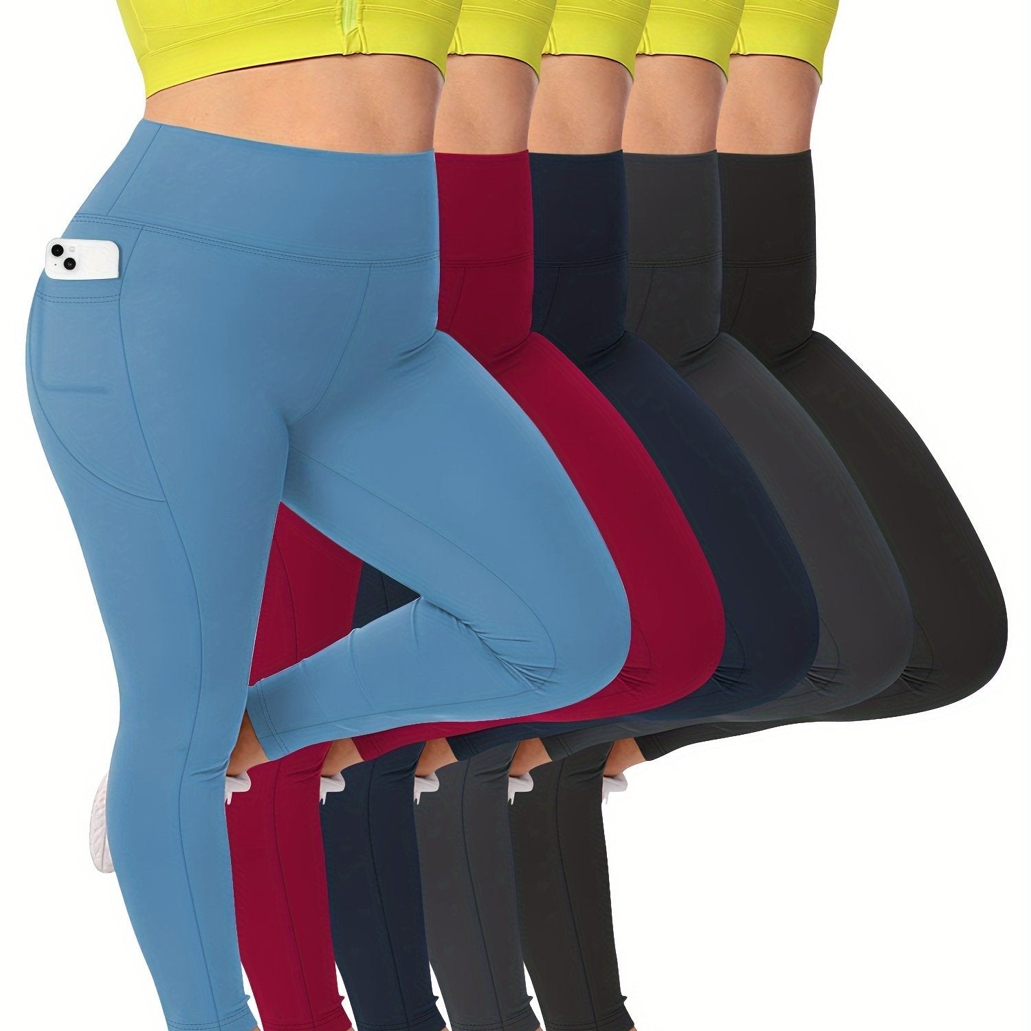 Women’s High-Waisted Tummy Control Leggings with Pockets for Running and Fitness