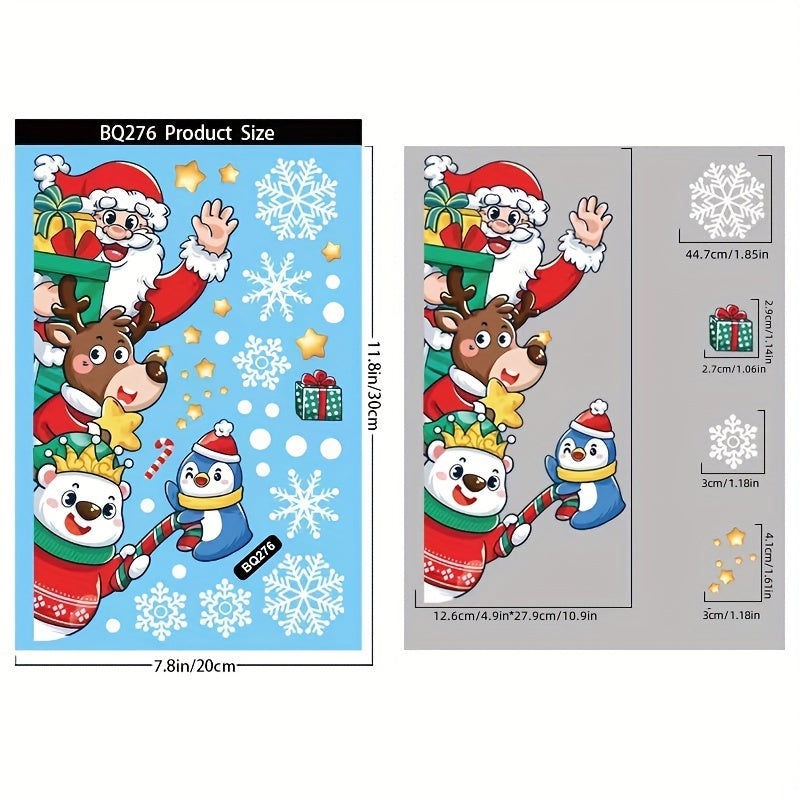 Christmas Window Decals Santa Snowman Electrostatic Adhesive Holiday Decor