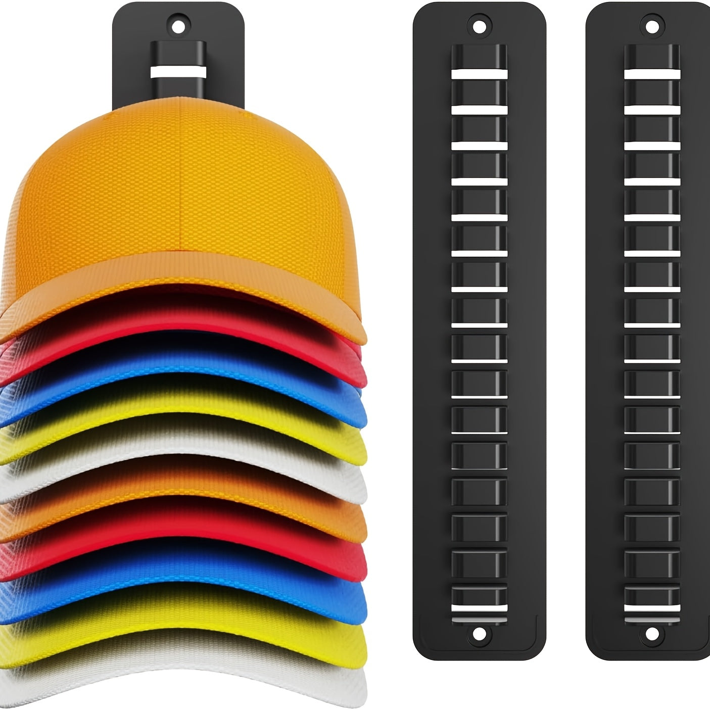 Black Plastic Hat Organizer Wall Mount No-Drill Storage Rack for Baseball Caps