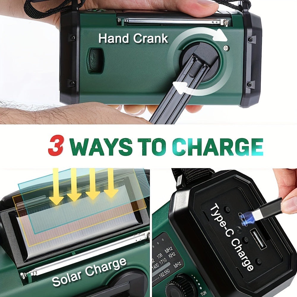 10000mAh Solar Hand Crank Emergency Radio with NOAA Weather, Flashlight and Phone Charger
