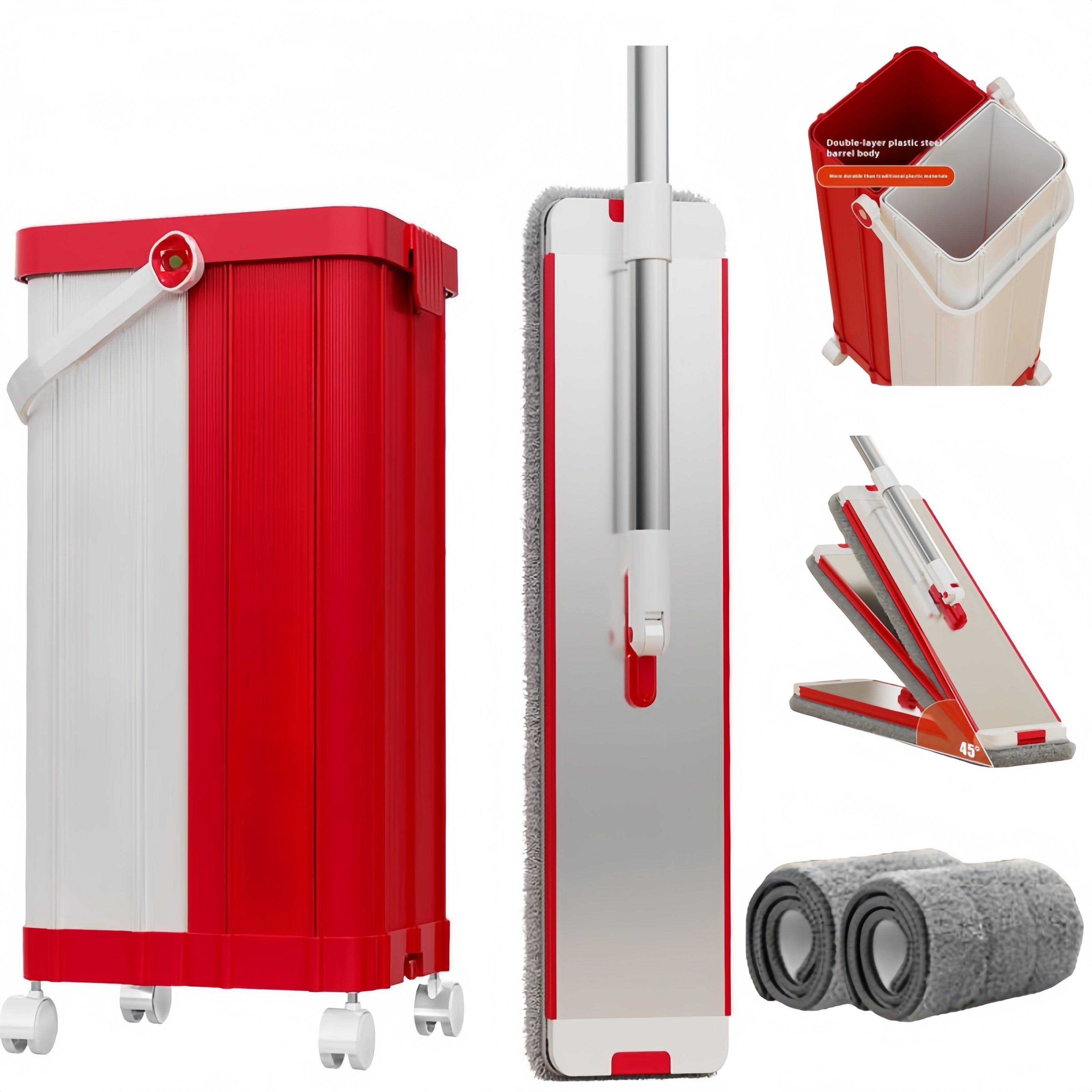 Naychali po'latdan yasalgan 2-in-1 paxta mopi - Nam va quruq foydalanish uchun oson uy polini tozalash yechimi, qo'l bilan yuvish shart emas, oson oshxona va uy tozalash uchun scrubbing vositasi kiritilgan, qulay saqlash imkoniyati mavjud