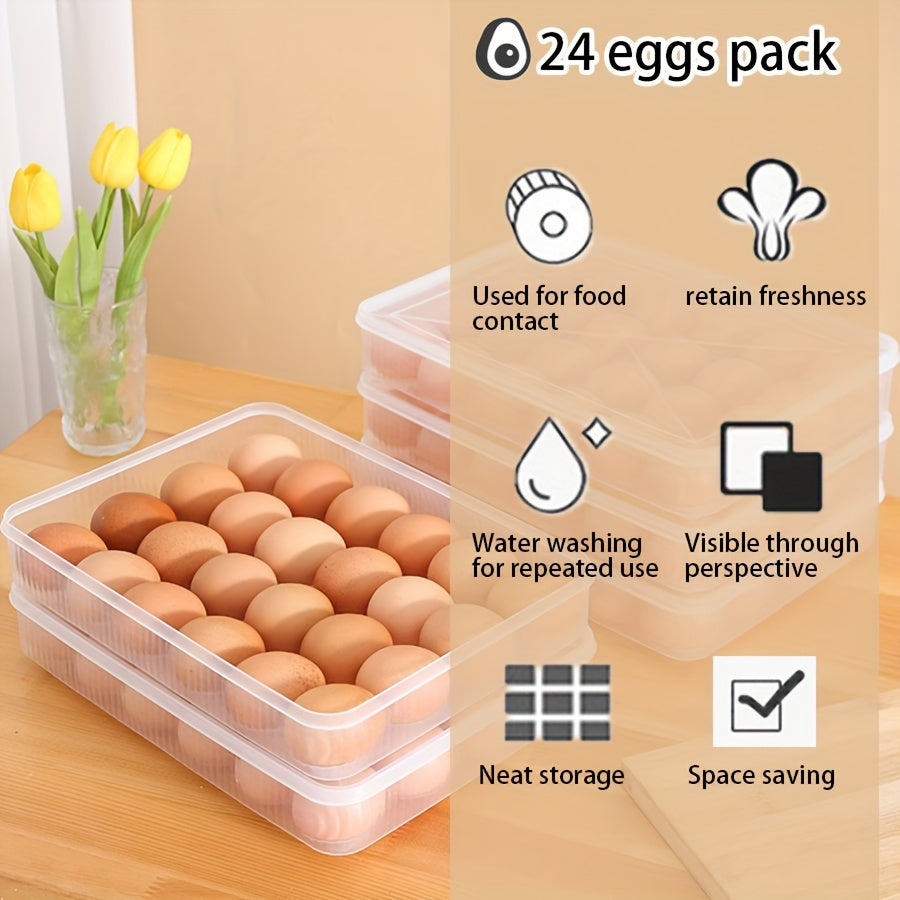 Contenedor de almacenamiento de huevos para 24 huevos apilable, material PP transparente, refrigerador, cocina, aves de corral