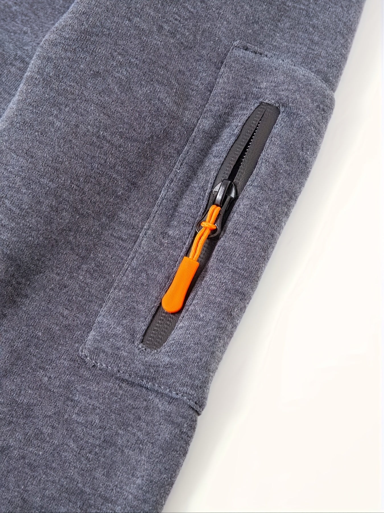 Men's Solid Color Polyester Half-Zip Hoodie with Kangaroo Pocket for Fall Winter