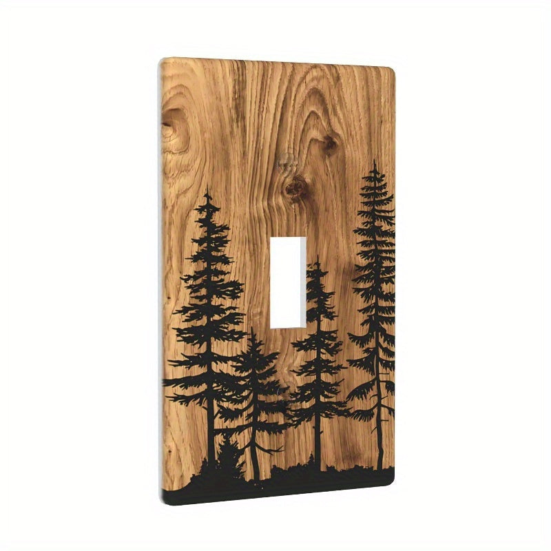 Farmhouse Pine Wood Grain Light Switch Cover No Wiring Needed Screw-In Plastic Wall Panel