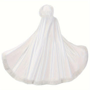 Women Girls Faux Fur Satin Cape Hood Windproof Warm Stylish Clothing Accessory