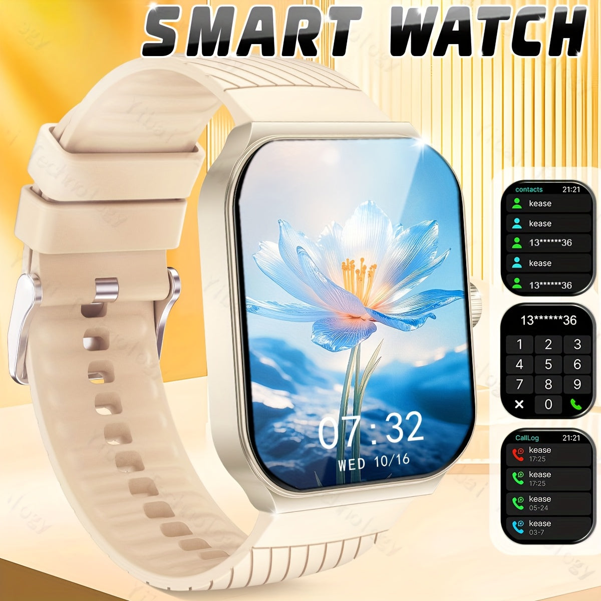 Unisex Multifunctional Smart Watch with Wireless Calls Messages Sports Modes Remote Camera Music Control