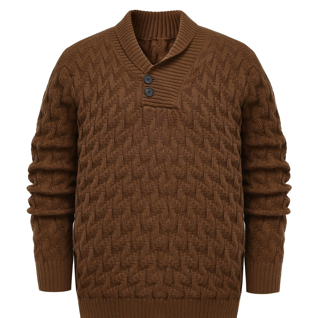 Men's Plus Size Knit Sweater with Button Detail Fall Winter Polyester Solid Slim Fit