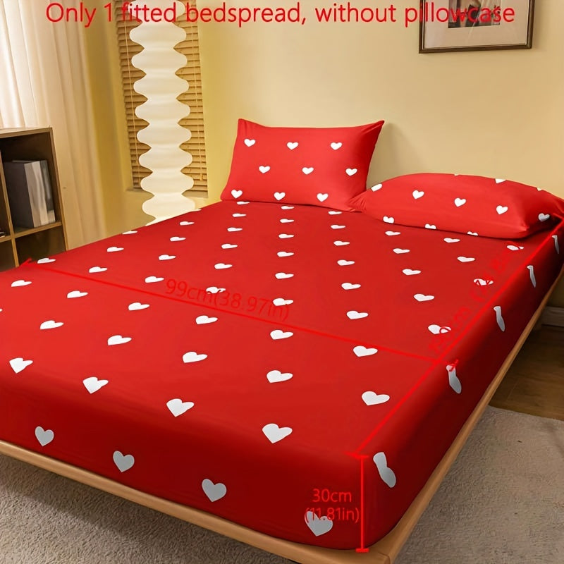 Простыня с резинкой в красном принте «Любовь», 1 шт. (Наволочка не включена). Мягкое и комфортное постельное белье, защитник матраса для спальни или гостевой комнаты с глубокими карманами. Только простыня с резинкой.