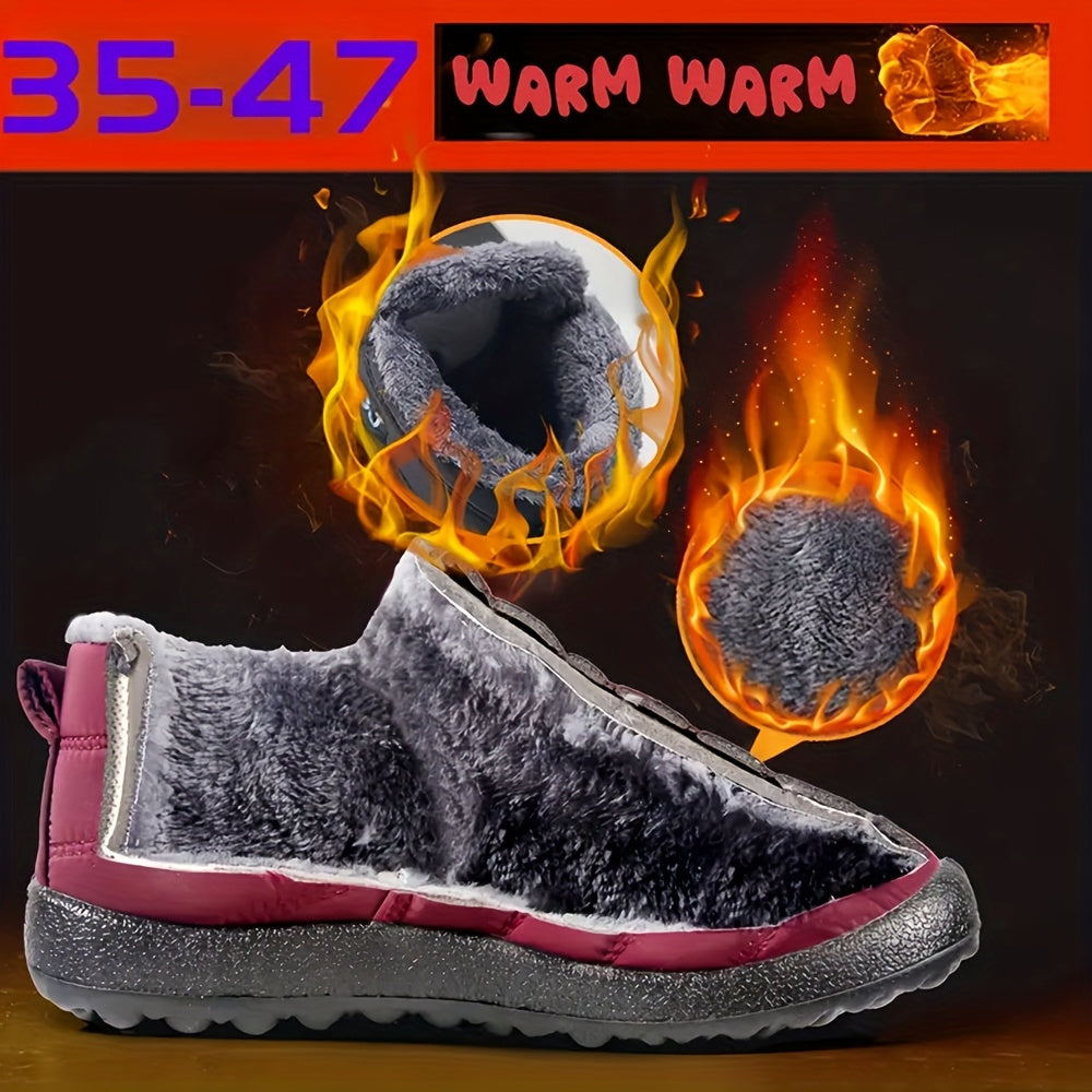 Women's Fleece-Lined Winter Snow Boots Slip-On Non-Slip EVA Sole