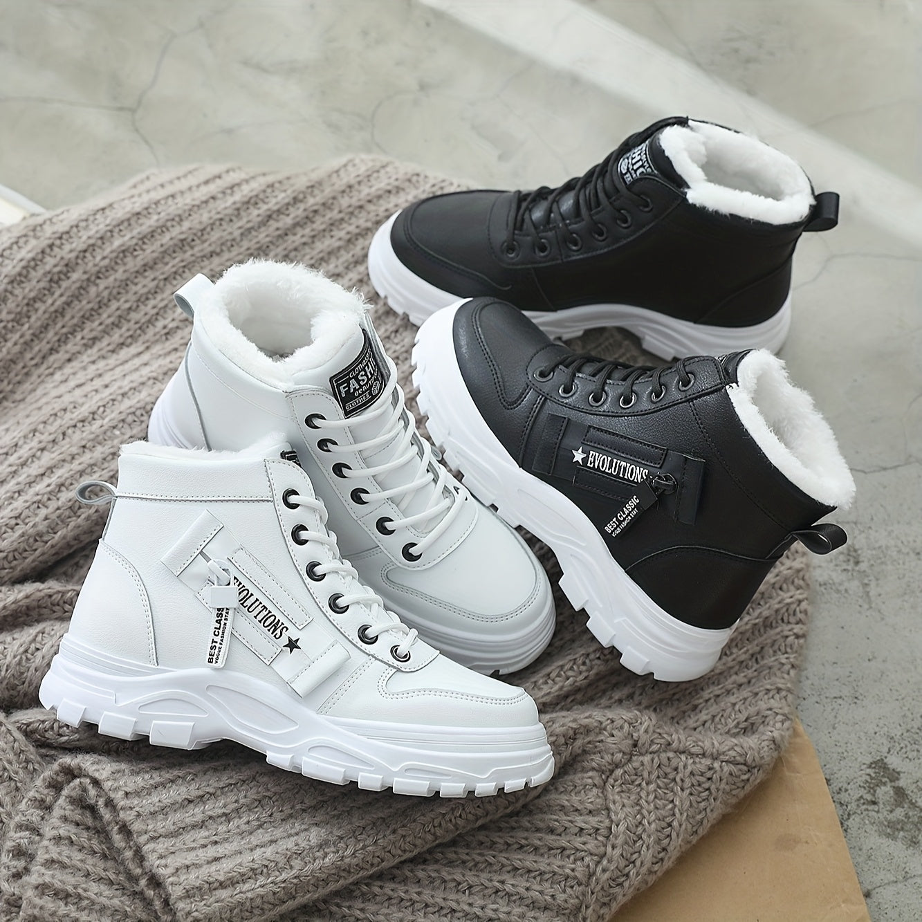 Women's Plush-Lined Winter Ankle Boots Thick-Soled High Tops Multiple Sizes