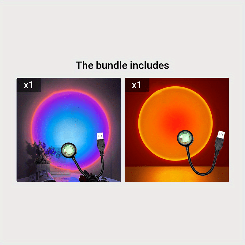 LED Sunset Lamp Projecting Rainbow Colors for Bedroom and Party Lighting 18.5cm Energy Efficient Modern Design