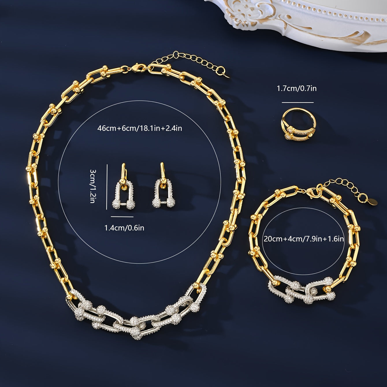 Luxury Zirconia Jewelry Set for Weddings Engagements and Daily Wear 4 Pieces
