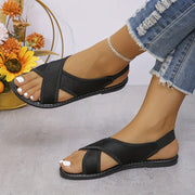 Women's Mesh Cross-Strap Flat Sandals Summer Slip-On Shoes