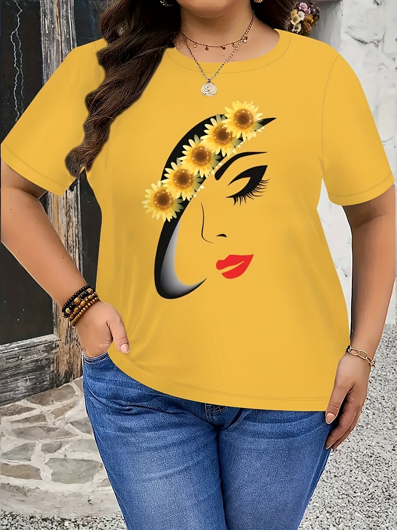 Women's Plus Size Short Sleeve T-Shirt With 3D Cartoon Print