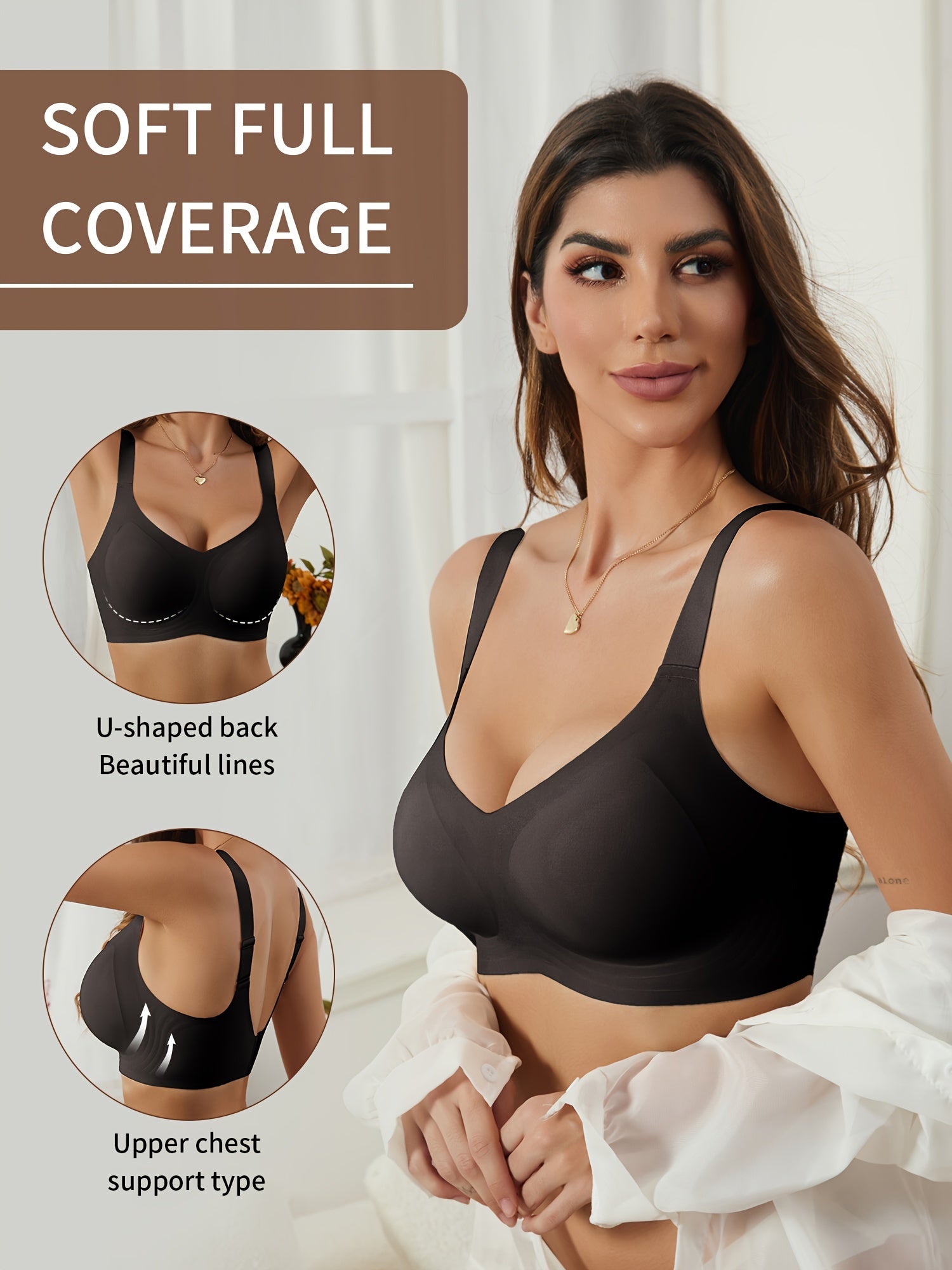 Plus Size Seamless Wireless Full Coverage Bra for Women in Solid Polyamide