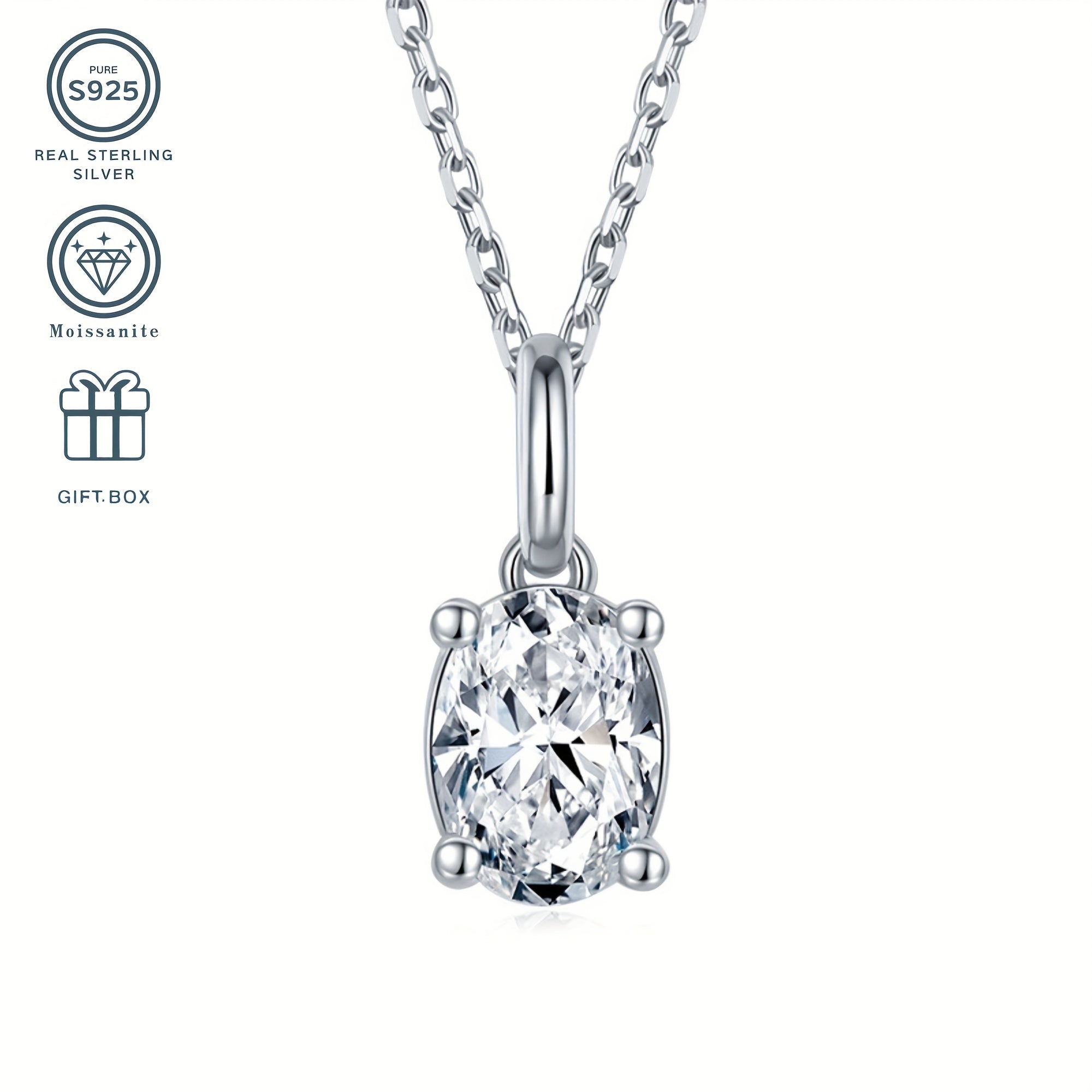 Moissanite Pendant and Earring Set in Sterling Silver 1CT Pendant 0.5CT Earrings Hypoallergenic Jewelry