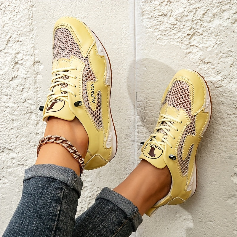 Women Breathable Mesh Sports Shoes Lightweight Slip-Resistant Casual Sneakers White Black