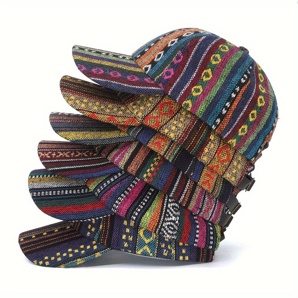 Erkaklar va ayollar uchun sozlanadigan Boho-Chic baseball shapka, quyoshdan himoya, polyester, vintage bosma
