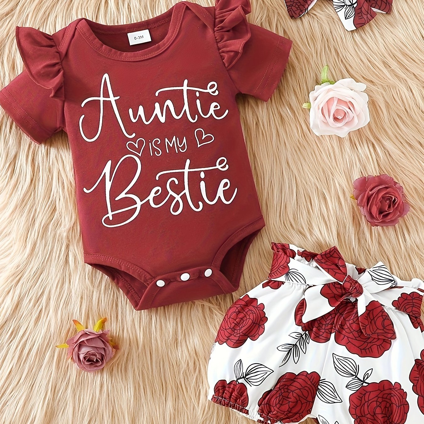 Newborn Girls Summer 3-Piece Clothing Set Letter Top Printed Pants Headband