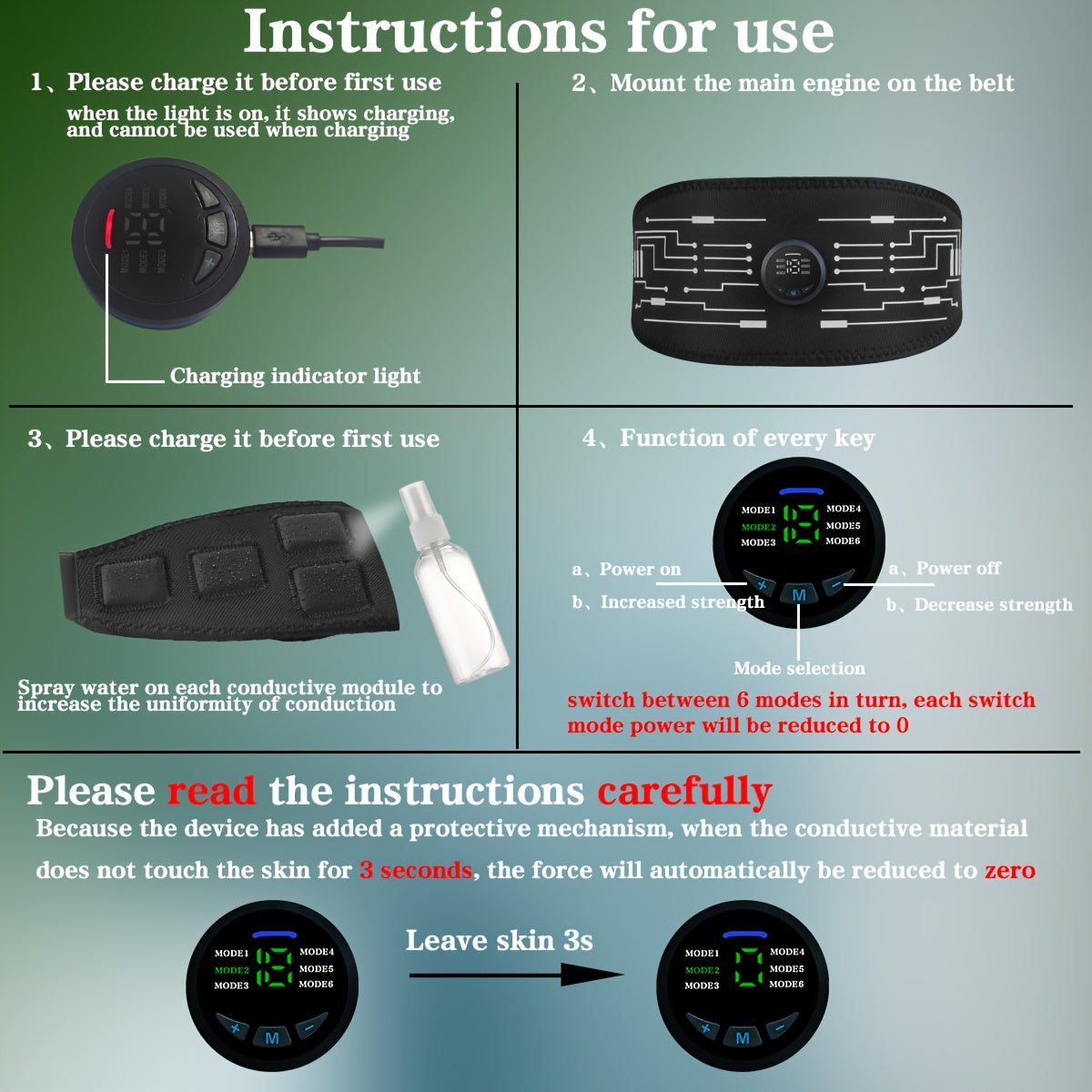 Portable Home Massager with EMS TENS Technology 6 Modes Adjustable Intensity