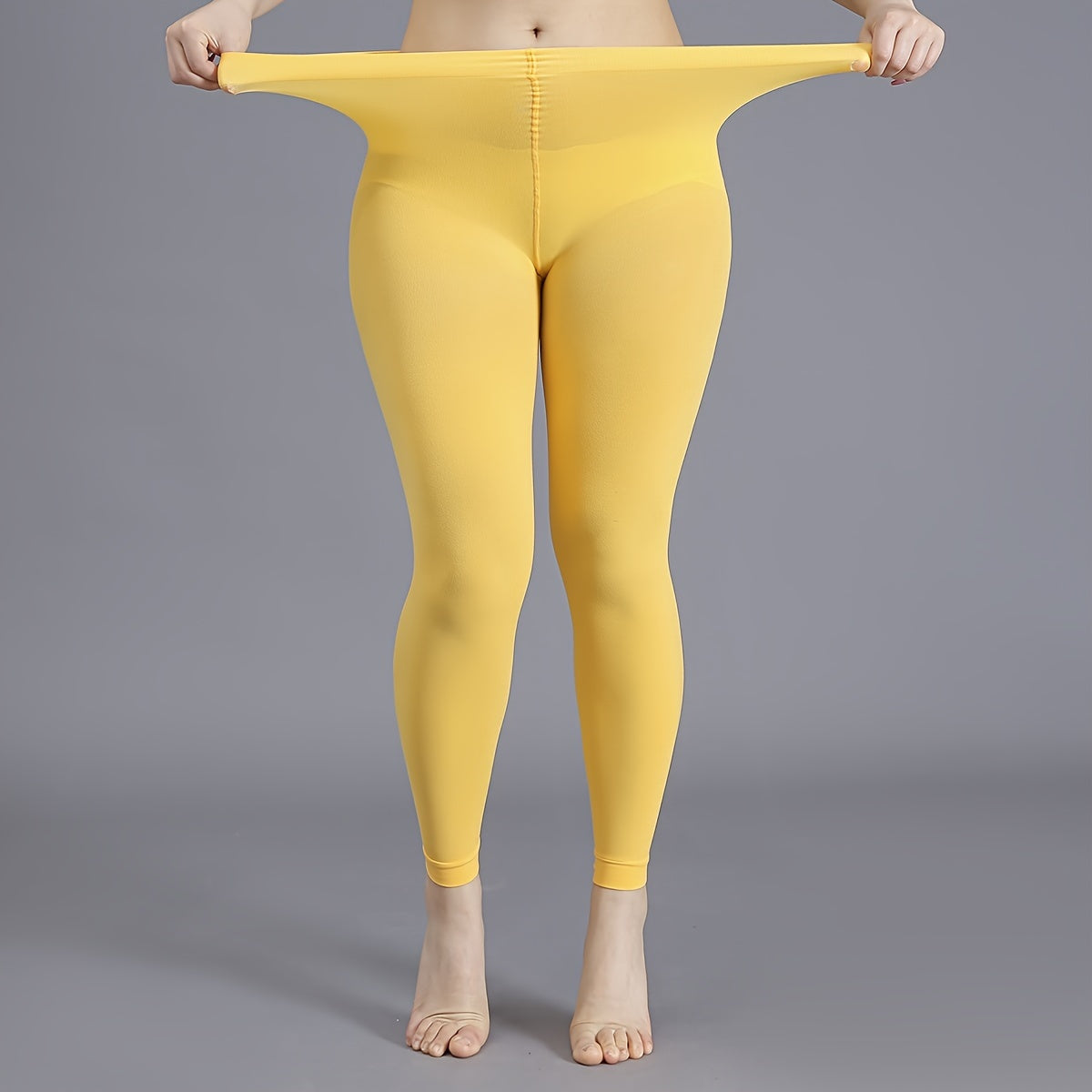 Women's Black High-Waist Opaque Tights Plus Size Footless Pantyhose Nylon Spandex