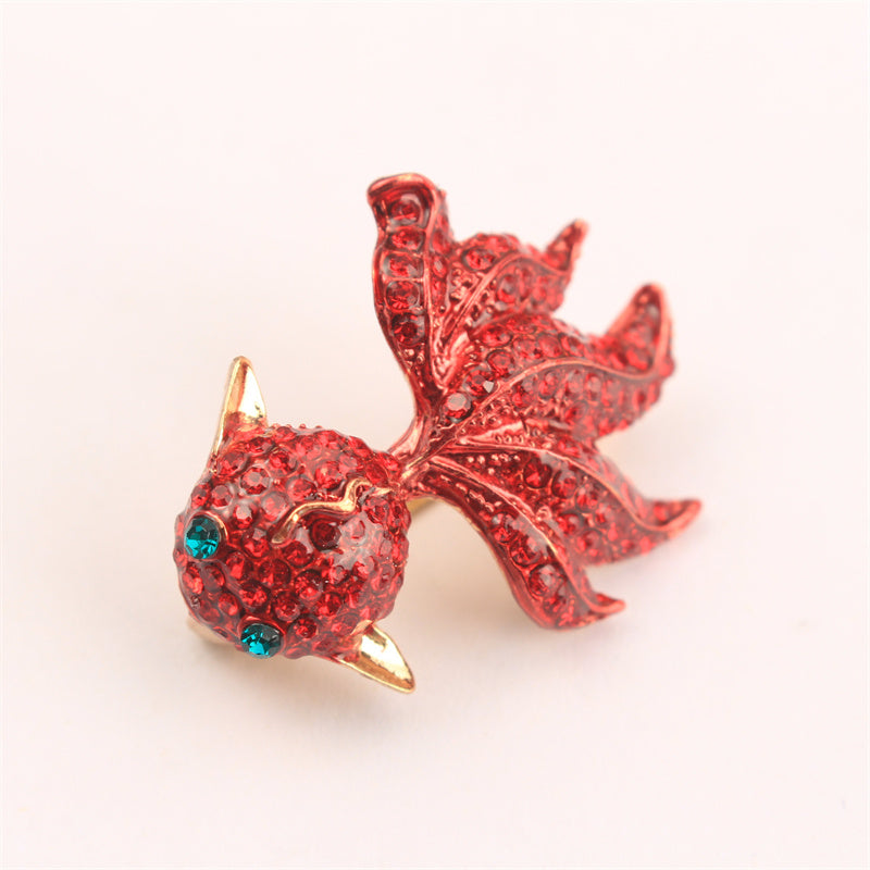 Fish Brooch with Rhinestones, Stylish Jewelry for Clothes, Purses, Hats