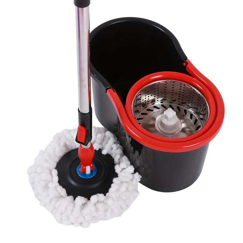 Spin Mop and Bucket Set with Wringer, 3 Microfiber Heads, 360° Spinning