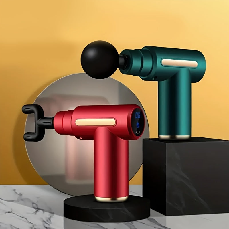 Pistola de masaje eléctrica de impacto en tejidos profundos 4 en 1, motor sin escobillas, 6 velocidades, alivio de la tensión muscular