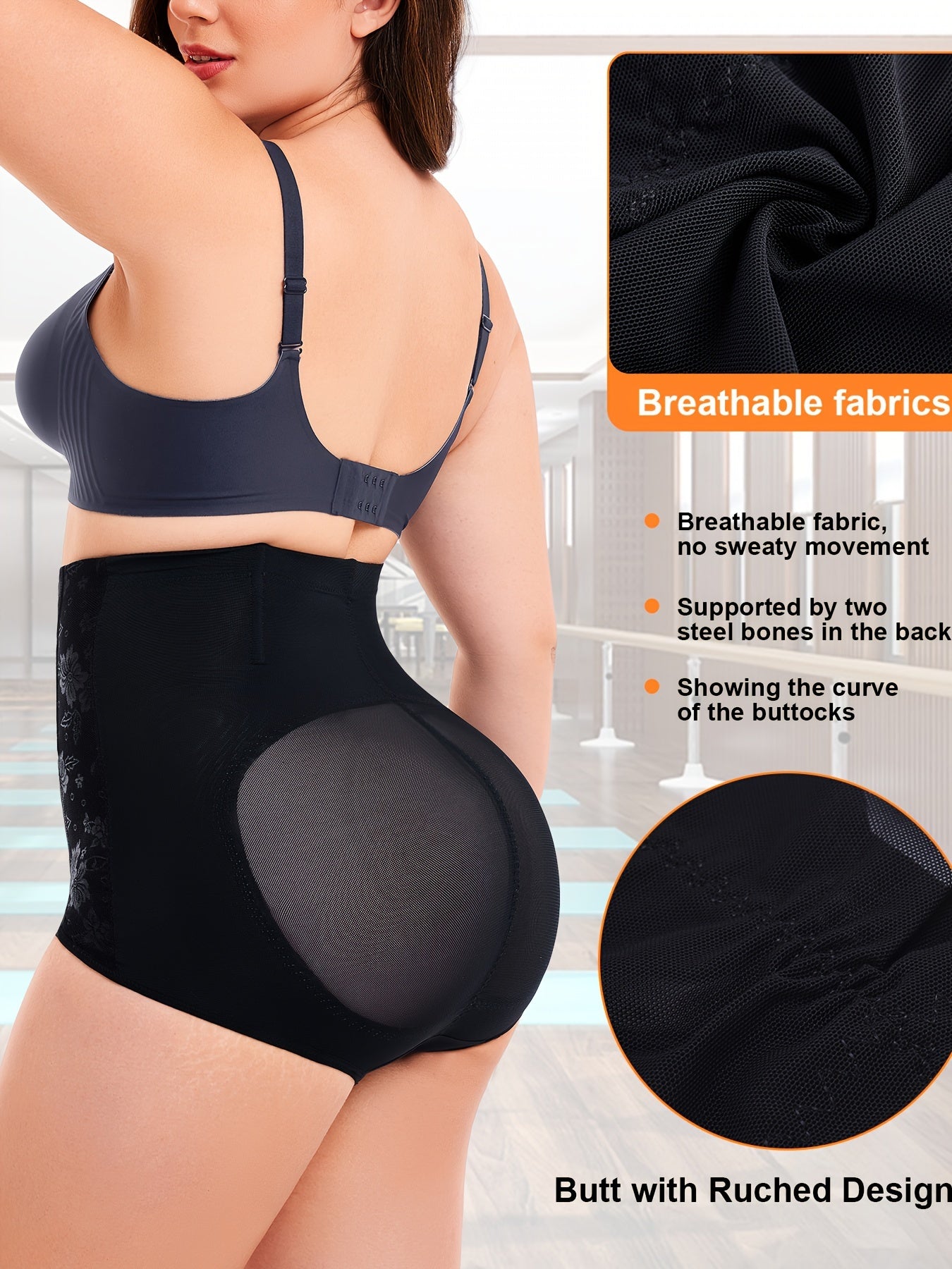Women's Breathable Mesh Shapewear Bottoms with Butt-Lifting and Adjustable Belt