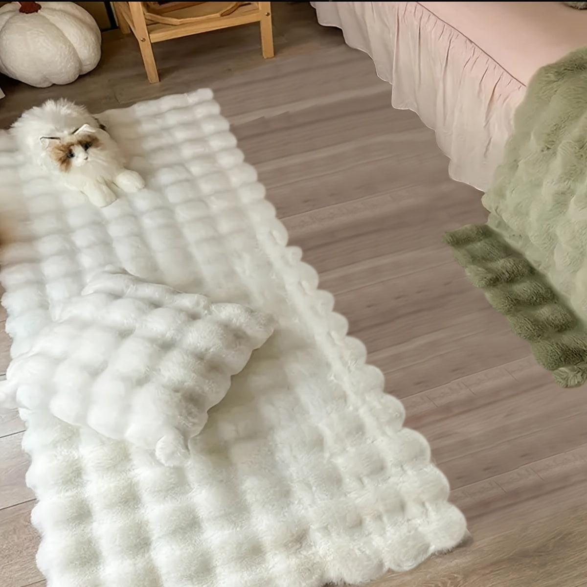 Alfombra de terciopelo burbuja suave y esponjosa para dormitorio y sala de estar antideslizante e impermeable