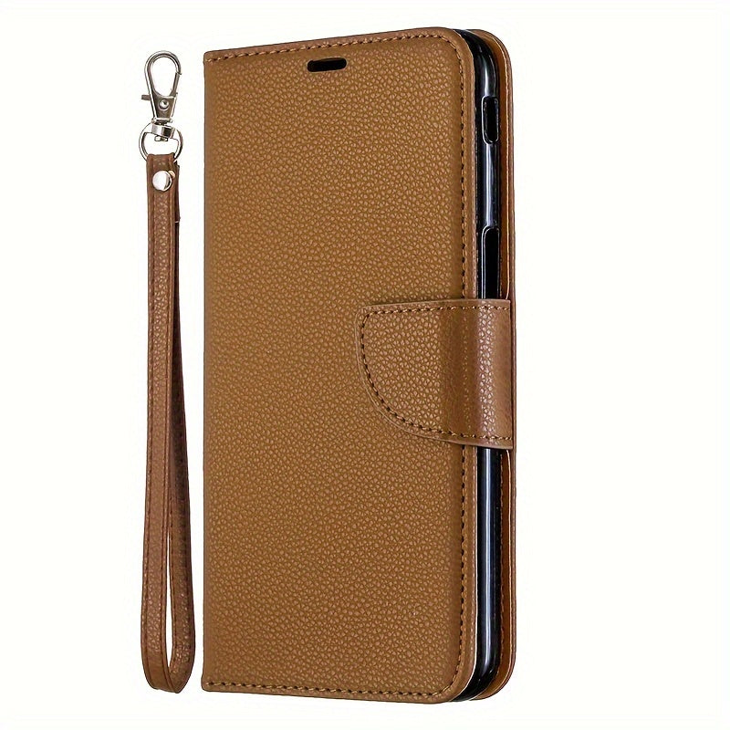 Lychee Pattern Faux Leather Flip Cover Phone Case with Card Slot for Various Models