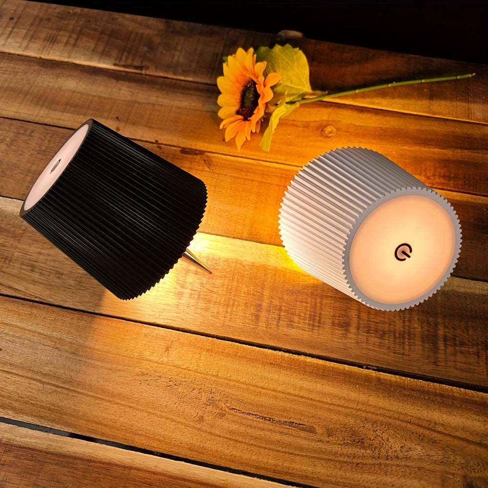 USB Rechargeable Metal Table Lamp with Touch Control 3-Color Dimmable Pagoda Shade