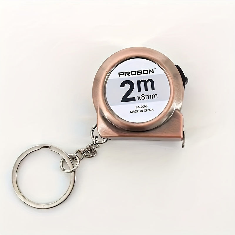 Steel Keychain Tape Measure 2 Meters Compact Portable Car Accessory