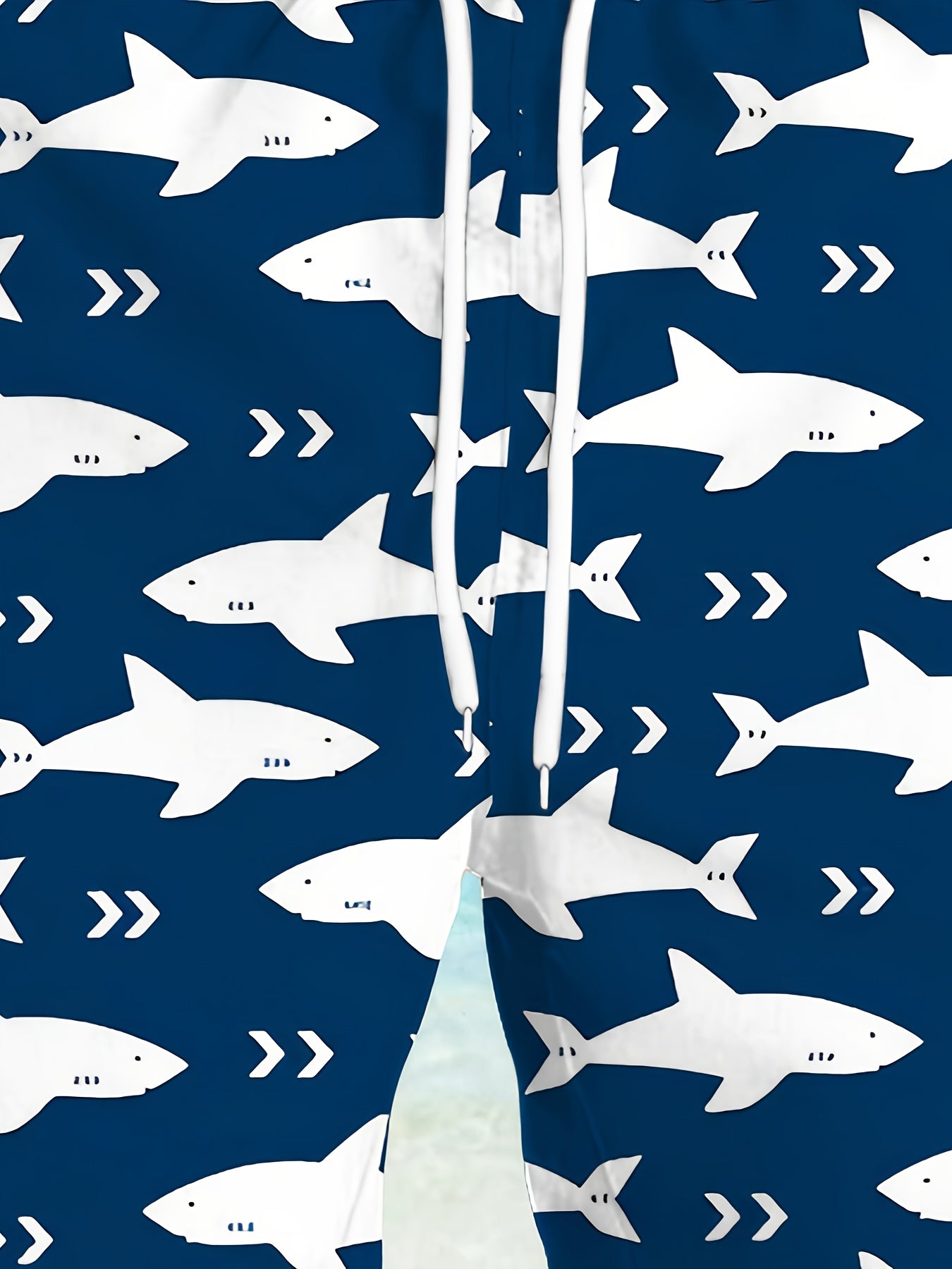 Men's Quick-Dry Ocean Style Swim Shorts with Shark Print Plus Size