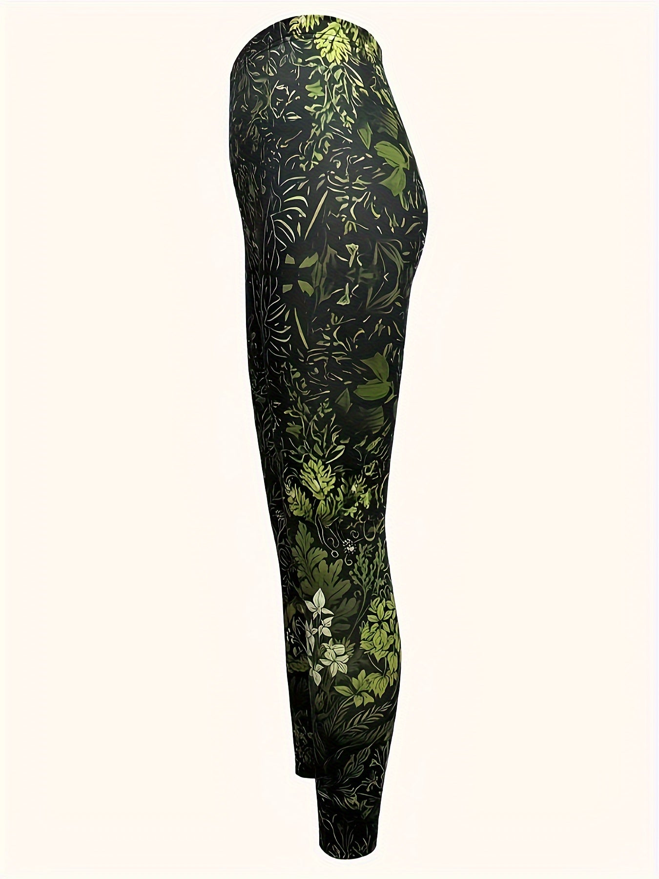 Plus Size Floral Print Skinny Leggings High Waist Casual Stretchy Women