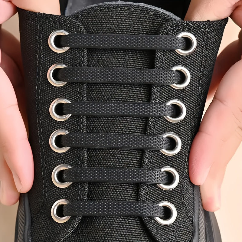 Unisex Silicone No-Tie Shoelaces Set Elastic Quick-Lace for Sneakers