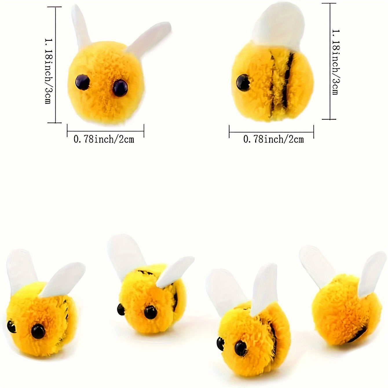 Set of 10 Felt Mini Plush Bee Decorations for Parties and Crafts