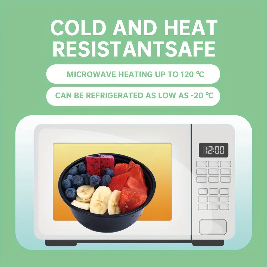 20oz Black Plastic Food Storage Containers with Lids, Leakproof, Microwave Safe, 30 Pack