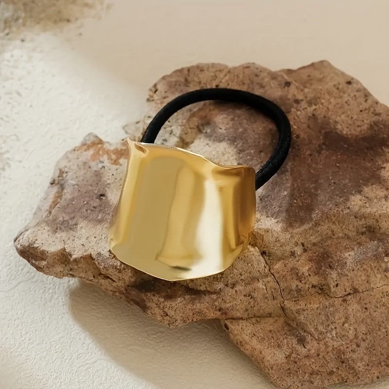 Golden Hairband for Women Vintage Elegant Sequin Alloy Ponytail Holder Accessories